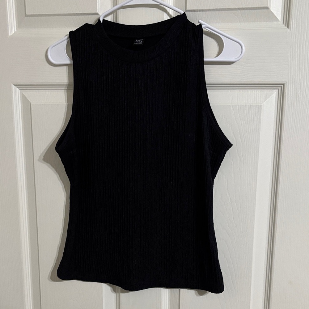SHEIN Black Ribbed Tank Top